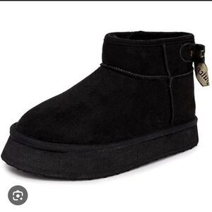 Juicy Couture Ankle Boots Microfiber Suede Faux Fur Insulate Signature Logo 8.5